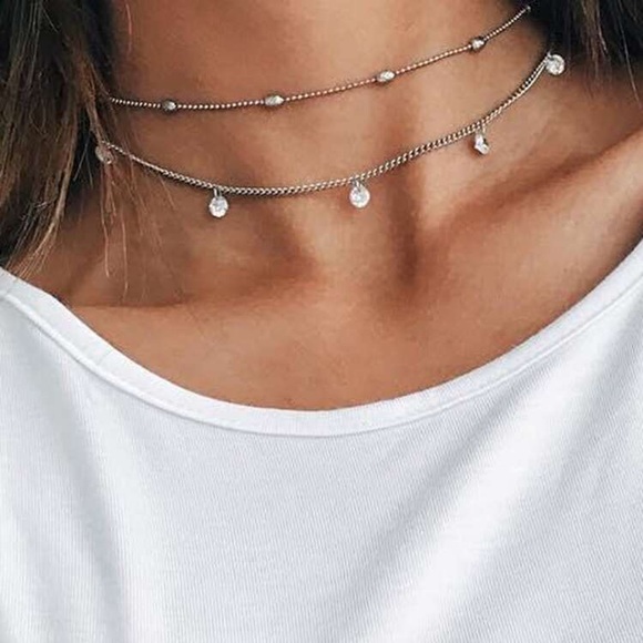 Jewelry - 💕3/$30 Rhinestone Layered Chain Choker